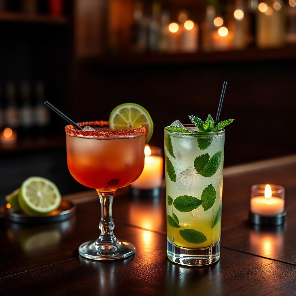 Mezcal margarita and passionfruit mojito