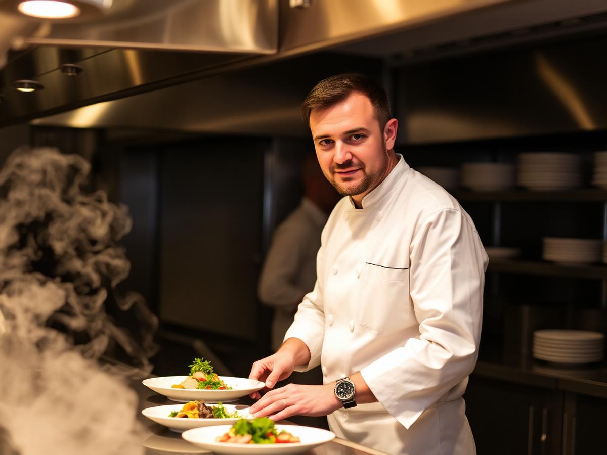 Chef plating dishes in the Tocteres Tobar kitchen