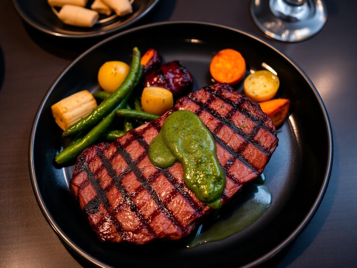 Grilled ribeye with chimichurri