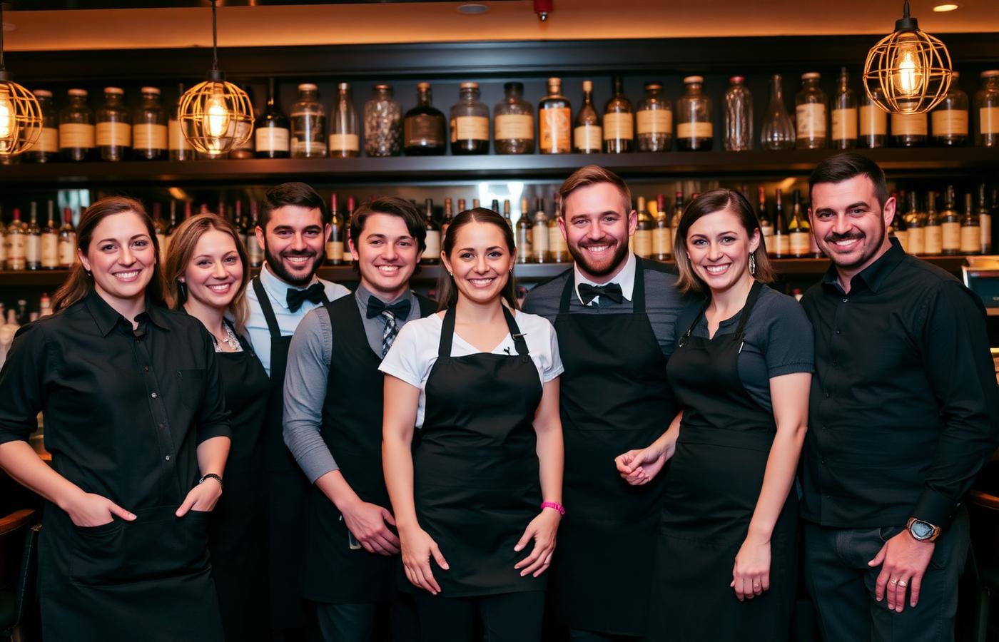 Tocteres Tobar team behind the bar